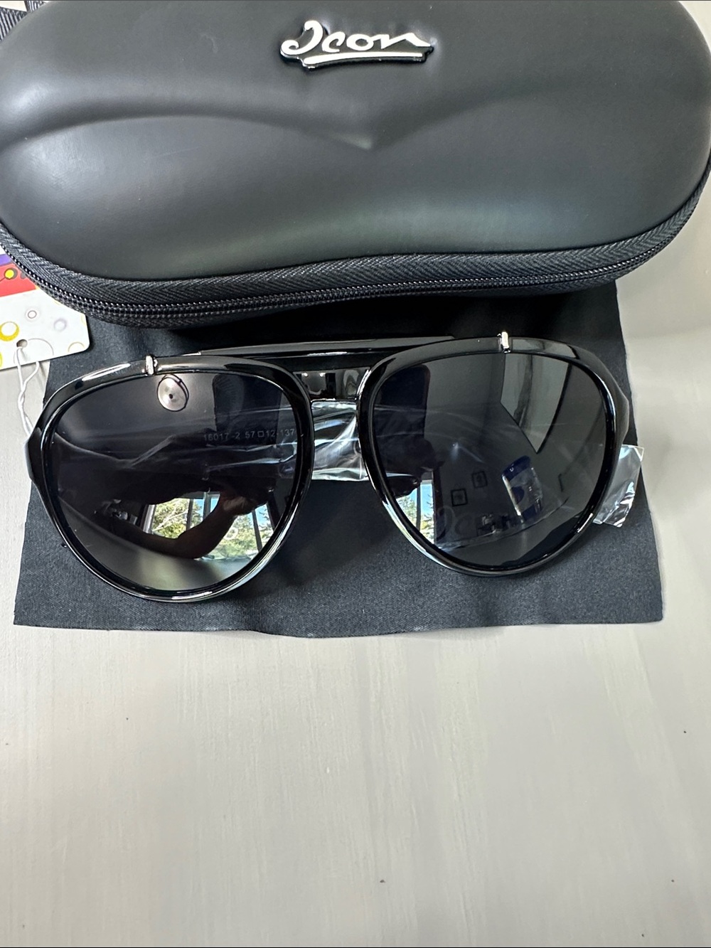 ICON Black Aviator Sunglasses with Dark Lenses